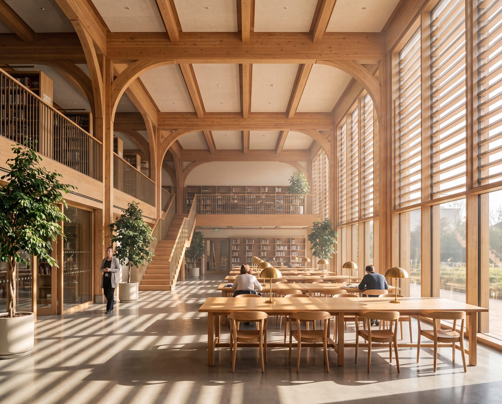 District Library — Reading room — filtered afternoon light